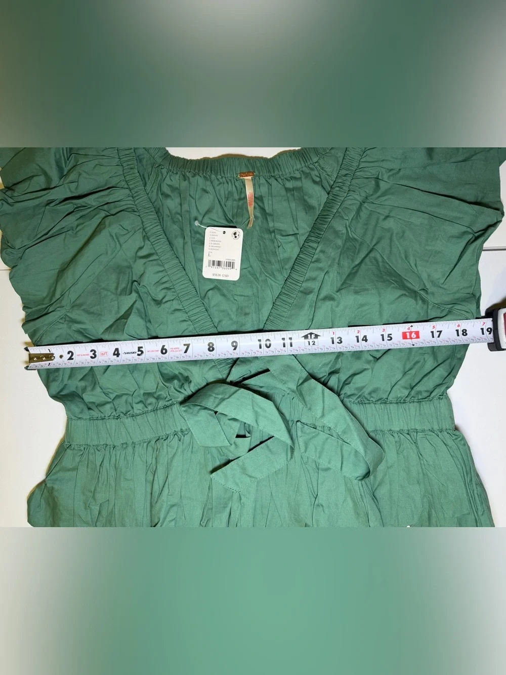 Free People‎ Mermaid Green Crop Bubble Boho Top Feminine NWT whimsical ethereal